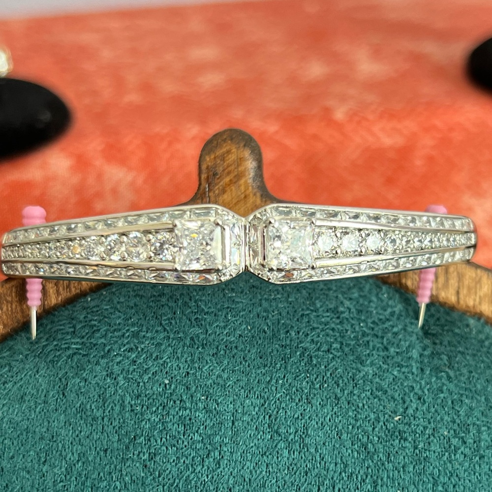 Elegant Silver Women's CZ Edwardian Style Bracelet 7”